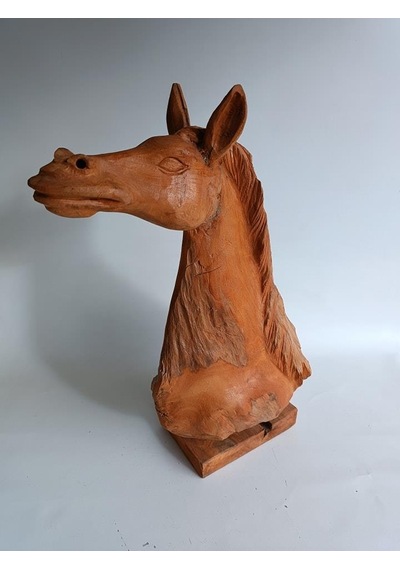 Dekoratif El Oyması Ahşap At Kafası 54x39x16cm (Teak Ağac-2)