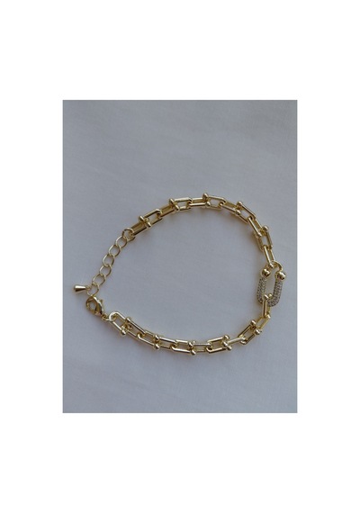 14k Zirkon Taşlı Tifany Ataç Gold Bileklik Altın Altın