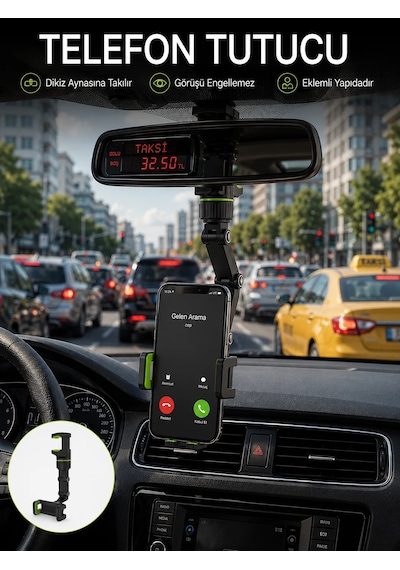 Ayarlanabilir Dikiz Aynası Telefon Tutucu Görüş Açısını Engellemeyen Araç Aparatı Diğer