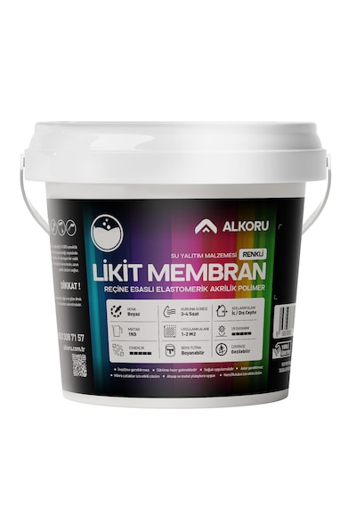 Alkoru 1 Kg Beyaz Likit Membran Renkli Reçine Esaslı
