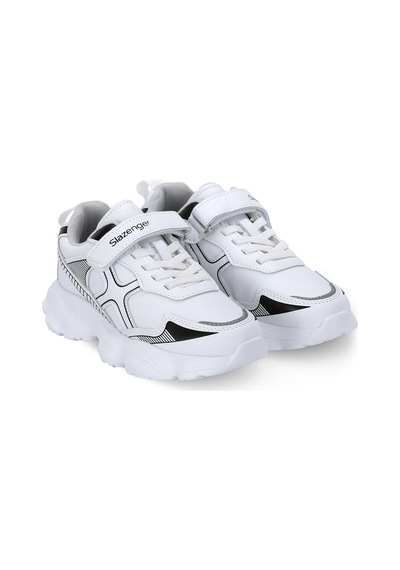 Slazenger Fıffy Unisex Çocuk Cırtlı Beyaz / Siyah Günlük Spor Ayakkabısı Beyaz - Siyah