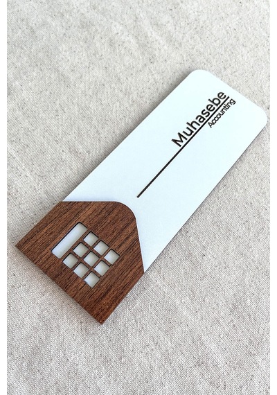 Muhasebe Kapı Tabelası Mdf Ofis Oda İsimliği 19x7 Cm Çift Katmanlı