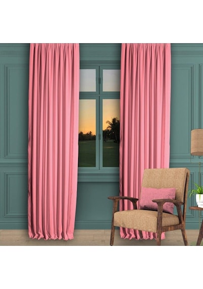 Decoperde Pembe Ada Fon Perde Pilesiz Extraforlu Düz Dikim Büzgü Pile