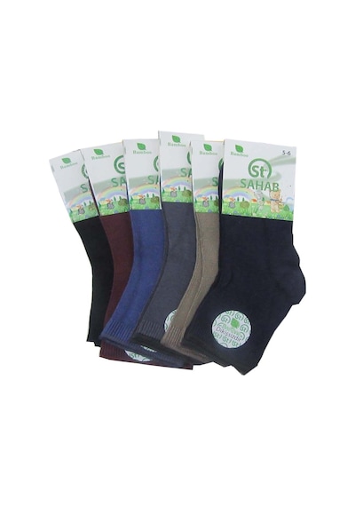 Salar Ticaret Sahab 6 Çift Erkek Çocuk Bambu Soket Çorap Dikişsiz