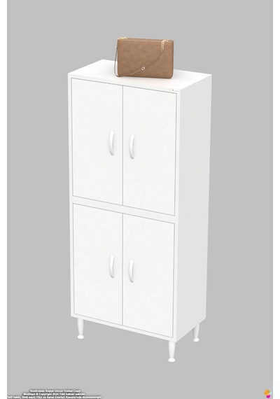 Sion Ayakkabılık - Kapaklı 4 Raf 6 Bölmeli Dar Alanlar İçin Çok Amaçlı Dolap 60 Cm