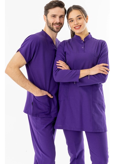 Terikoton Uzun Kol Doktor Hemşire Forması Mor Ttst00011 Mor