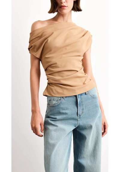 Defacto Fitted Basic Düz Tek Omuzlu Bluz F8993ax25smbn214 Kahve