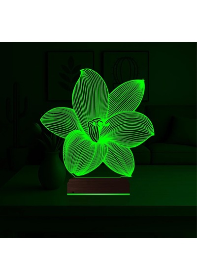 Luvivia Orkide Çiçek 3d Lamba - Masa Gece Lambası V2 Şeffaf