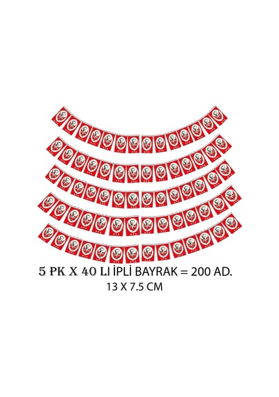 Eren İpli Atalı Bayrak Orta Boy 13 x 7.5 - 5 Paket