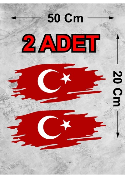 Türk Bayragı Sticker - Ay Yıldız Sticker -yırtıklı Paçalı Türk Bayrağı Türk Bayrak Sticker - 00362 50x20 Cm