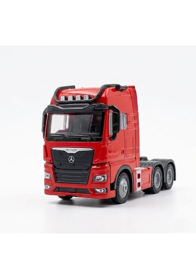 Mercedes Actroc Çek-bırak Mekanizmalı Metal Gerçekçi Tasarımlı Devrilebilir Kabinli Oyuncak Tır Kırmızı