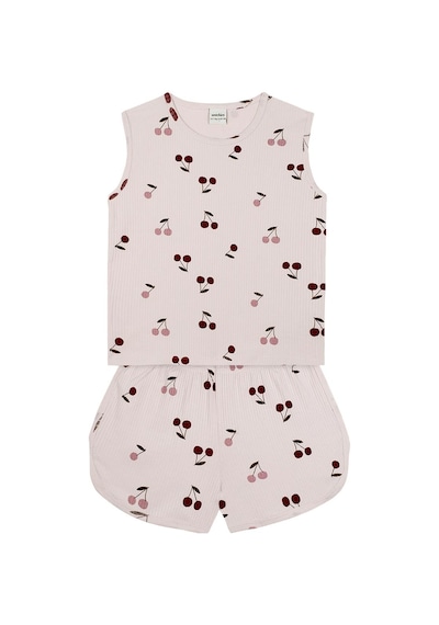 Antebies Kiraz Masalı Kolsuz Bluz Şort Pijama Takımı Pembe