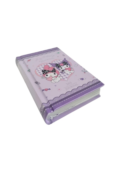 Victori's Journals Vj Kuromi-my Melodi Lisanslı 365 Günlük 368 Sayfa A7 Ebatında Gümüş Varaklı Kenarlı Defter Lila