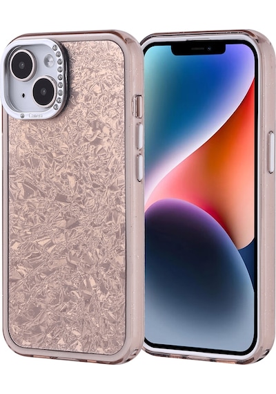 Apple Uyumlu iPhone 14 Kılıf Taşlı Tasarımlı Zore Kapi Kapak Gold