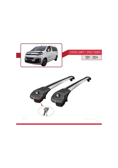 Citroen Jumpy - Space Tourer 2017 Ve Sonrası İle Uyumlu Ace-1 Ara Atkı Tavan Barı Gri
