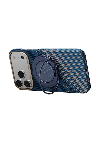 Apple iPhone Uyumlu  17 Pro Max Kılıf Raptic 2in1 Bundle Kit Aramid Skin Serenity Serisi Stand Ve Kapak Lacivert