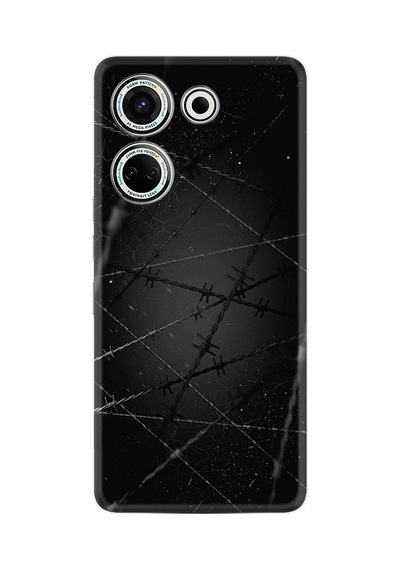 Tecno Camon 20 Kılıf Silikon Desen Özel Seri Dikenli Tel 1779