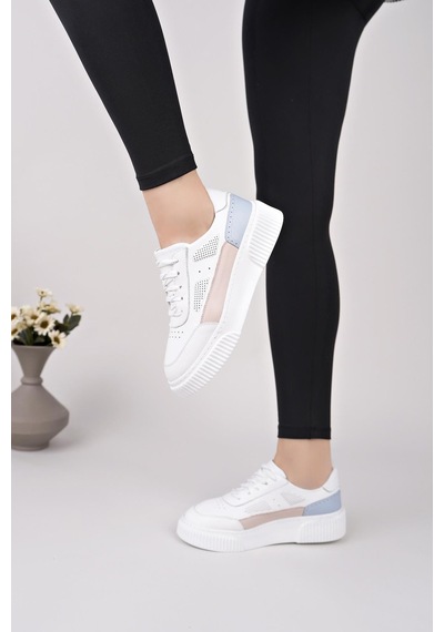 Nesilshoes Nesil Shoes Comfo 100 Beyaz Pembe Hakiki Soft Deri Kadın Sneakers