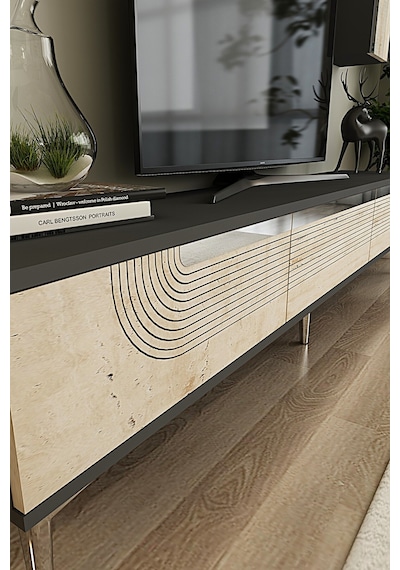 Tsa1805ats - Meyra Tsa180 Tv Stand, Tv Sehpası Ve Tv Ünitesi Antrasit-traverten-sılver 180cm Tsa1805ats - Meyra Tsa180 Tv Stand, Tv Sehpası Ve Tv Ünitesi Antrasit-traverten-sılver 180cm