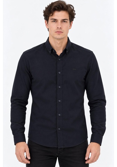 Classics Men Jet Polo Uzun Kol Slim Fit Erkek Örme Gömlek - 7778 Lacivert