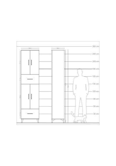Arges Dolap 6 Raflı 2 Çekmeceli 4 Kapaklı 60x30x243 Antrasit-... Antrasit
