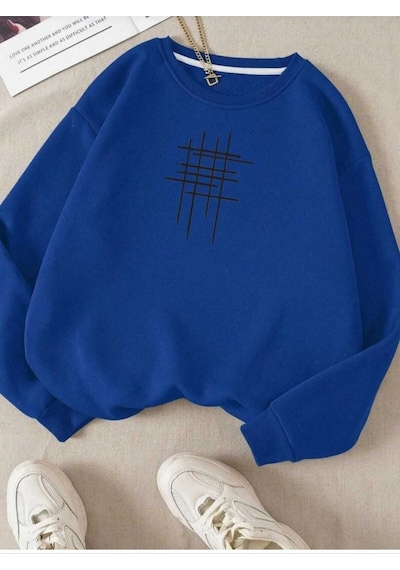 Kozia Outdoors Baskılı Oyaka Unisex Oversize Sweatshirt Mavi