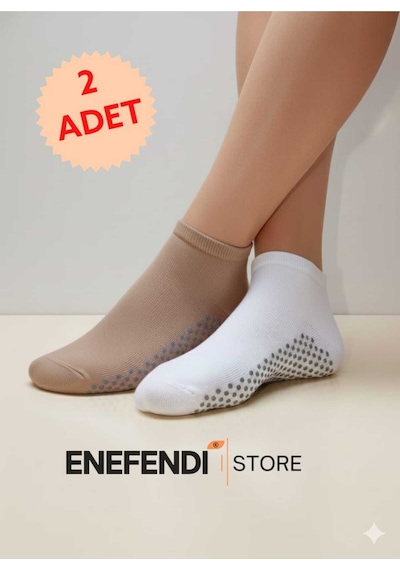 Nf Nd Enefendi 2 Çift Kaydırmaz Unisex Yoga, Pilates, Tavaf Çorabı Spor Patik Çorap Beyaz Açıkkahve 36-40 Beyaz - Ten Rengi