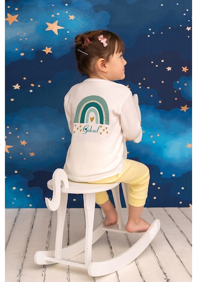 Pia Baby İsme Özel Erkek Çocuk Pijama Takımı %100 Pamuk Penye İsim Baskılı Kişiye Özel Çocuk Pijaması 10554p14pi Krem