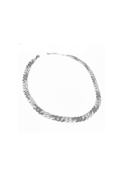 Kalın Gurmet Zincir Yarısı Taşlı Yarısı Taşsız Gümüş Choker Kolye Rose Gold