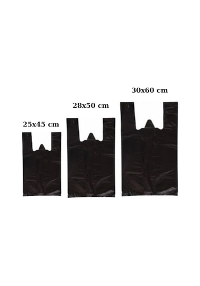 Kalbi Ticaret Siyah Kalın Poşet 3'lü Set Küçük-Orta-Büyük 3 KG Market Poşeti
