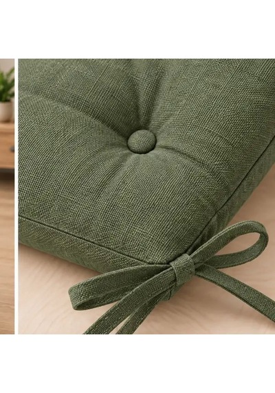 Bağcıklı Sandalye Minderi 40 40 4 Cm Haki Çok Renkli