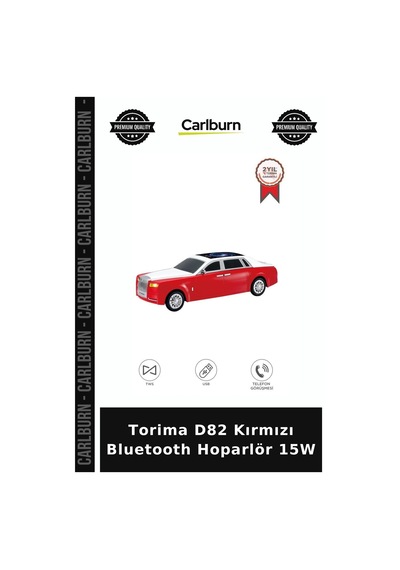 Delux Serisi Torima D82 Kırmızı Bluetooth Hoparlör 15w Araç Maketi Ofis Objesi Akıllı Aksesuar