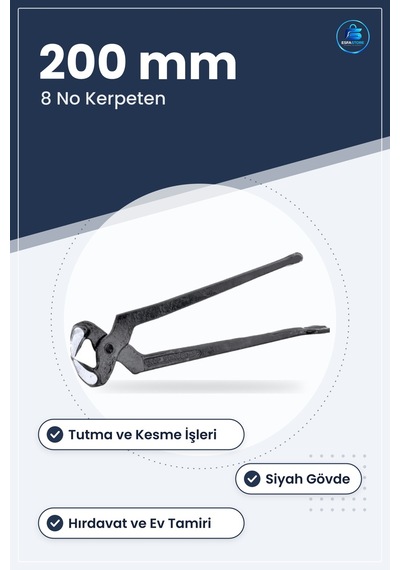 Kerpeten 8 No 200 Mm Siyah Manuel El Aletleri Tutma Ve Kesme İşle