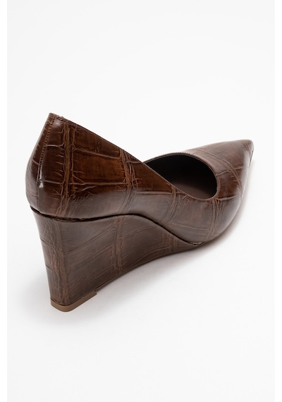 Luvishoes Luvi Shoes Puera Açık Kahverengi Baskı Sivri Burunlu Kadın Dolgu Topuklu Ayakkabı Açık Kahverengi