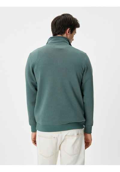 Koton Yarım Fermuarlı Sweatshirt Basic Dik Yaka Ribanalı Uzun Kollu Yeşil 4sam70002mk Yeşil Koton Yarım Fermuarlı Sweatshirt Basic Dik Yaka Ribanalı Uzun Kollu Yeşil 4sam70002mk Yeşil