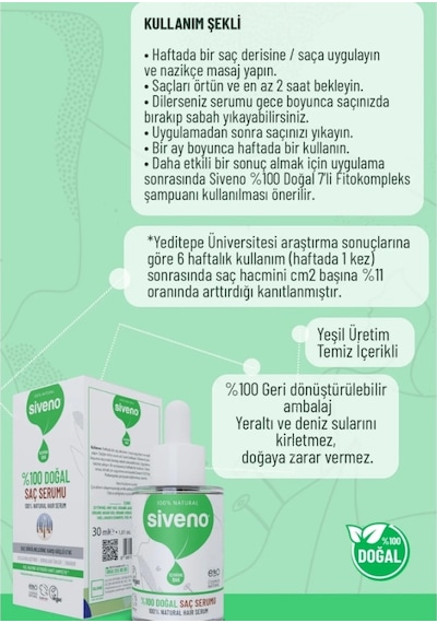 Siveno Biberiye Yağlı Dökülme Karşıtı Onarıcı 10 Mucizevi Yağdoğal Saç Bakım Serumu 30ml