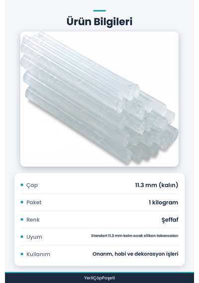 Kalın Mum Silikon Çubuğu - 11.3 Mm Şeffaf - 1 Kilogram
