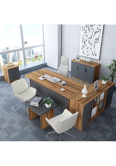 Oliver 5'li Ofis Takımı  Model 4 Ceviz Füme