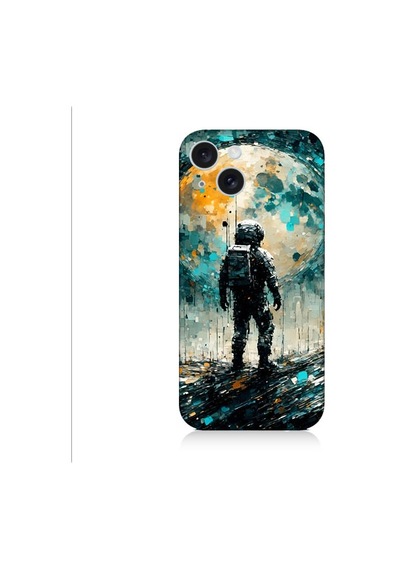 Apple Uyumlu iPhone 15 Plus Ayda Astronot Desenli Silikon Kılıf Silikon