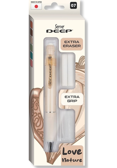 Serve Deep Versatil Kalem 07mm- Toprak Tonları - Yedekli Set Grip Ve Silgi Çok Renkli