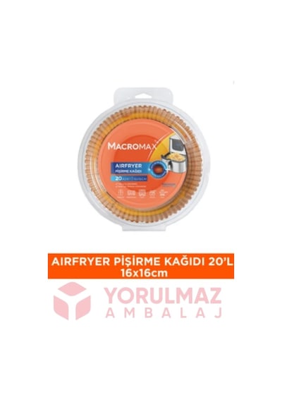 Macromax Airfryer Pişirme Kağıdı 20 Li Yapışmaz Yağ Tutmaz Tek Kullanımlık Air Fryer Kağıdı