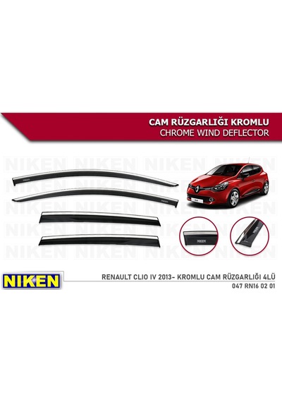 Renault Clio 4 Cam Rüzgarlığı Kromlu Niken