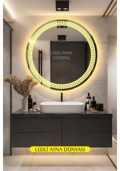 80 Cm Günışığı Banyo Antre Duvar Makyaj Aynası Ledli Ayna Beyaz - Gümüş