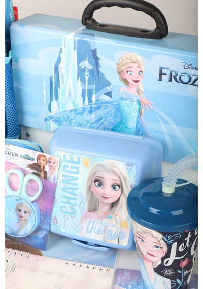 Dekomus Lisanslı Elsa Frozen Ice Glow Colleciton Full Kırtasiye Seti Büyük Boy Okul Çantası,kalem Çantası,beslenme Kabı,matara Altın