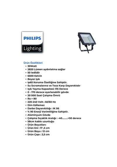 Philips Bvp150 30w Led Projektör 6500k Beyaz