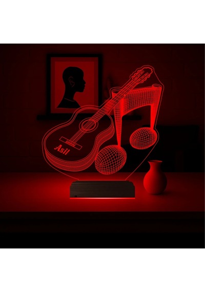 Luvivia Klasik Gitar Müzisyen Hediye Kişiye Özel 3d Lamba - Masa Gece Lambası V1 Şeffaf