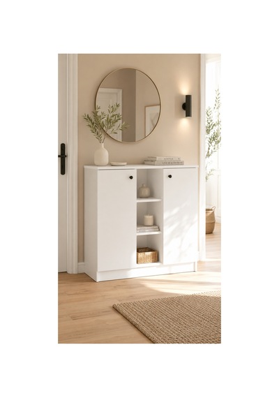 Çok Amaçlı Ayakkabılık Dolabı 89x90 Cm Beyaz Modern Portmanto Ayakkabı Dolabı Beyaz Beyaz