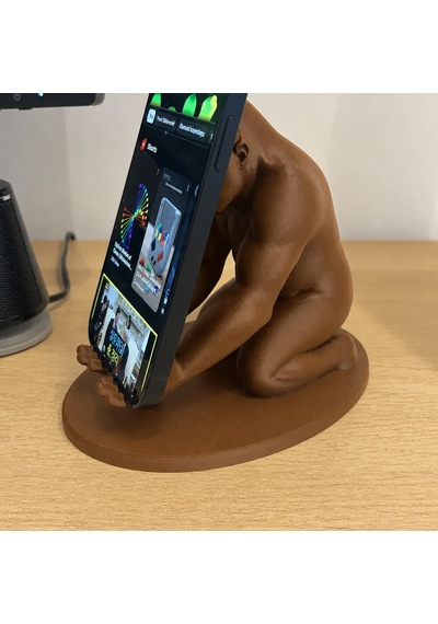 3d Baskı Goril Telefon Tutucu - Kaslı Goril Masaüstü Telefon Standı-kahverengi
