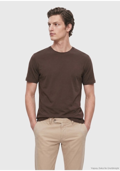 Ramsey Mürdüm Düz %100 Pamuk T-shirt