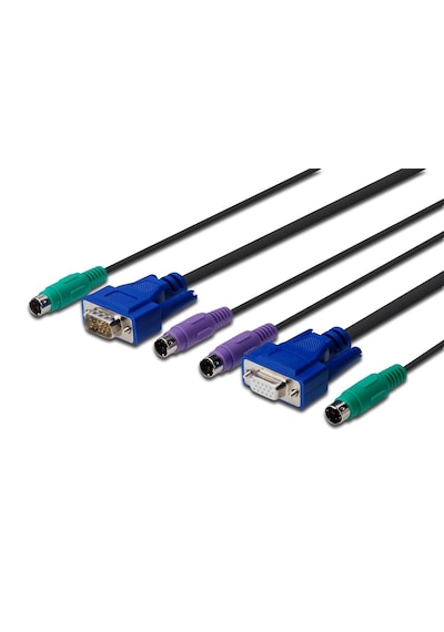 Kvm Keyboard/video Monitor/mouse İçin Ahtapot Kablo, 1.80 Metre, Siyah Renk, 1 X Vga Dişi, 1 Vga Erkek, 2 X Ps/2 Klavye Erkek, 2 X Ps/2 Mouse Erkek